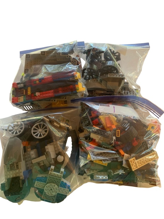 Lego Other - LEGO Mixed Lot of Partial Builds Parts Pieces Lot Of 4 Gallon Storage Bags